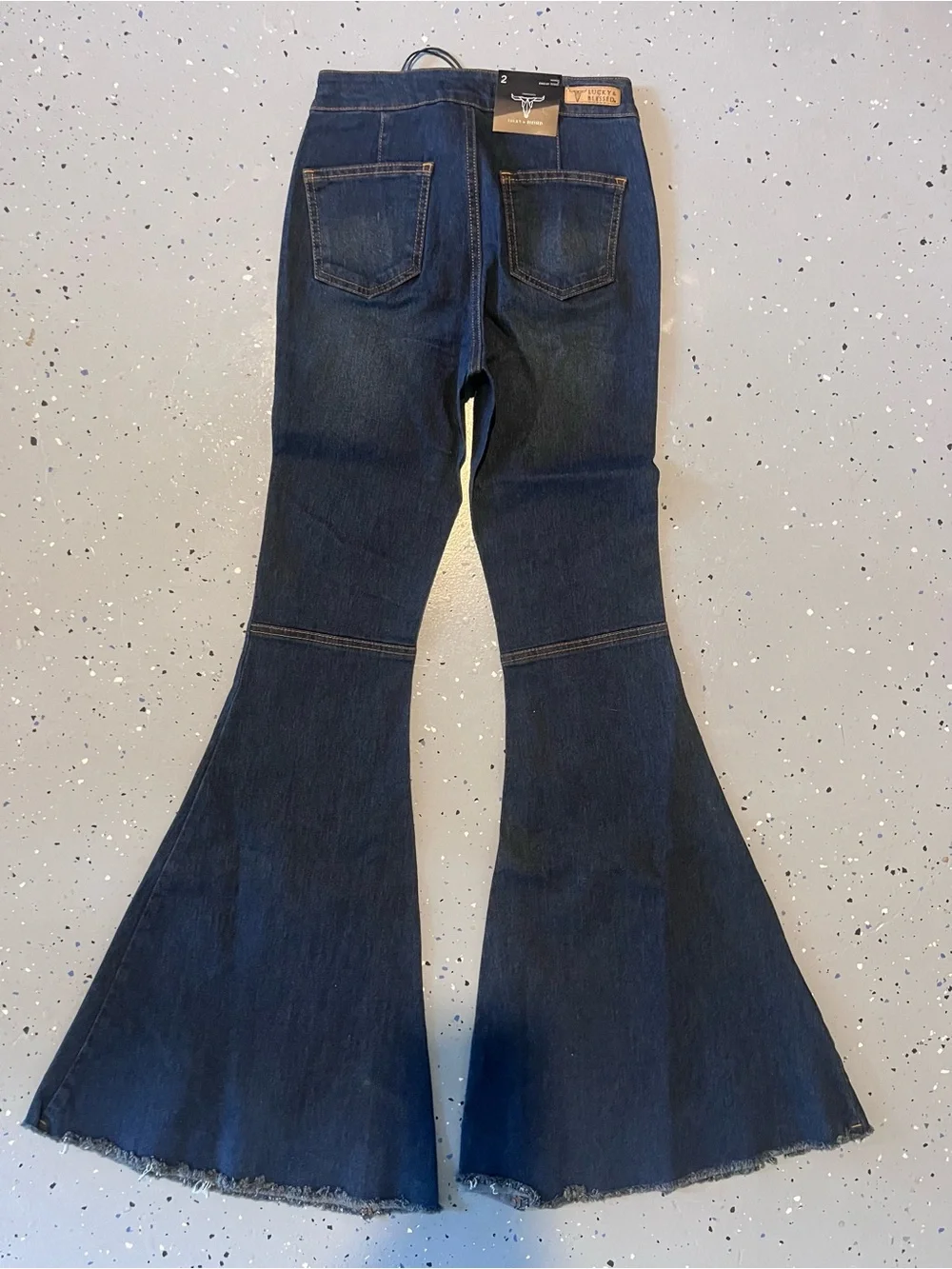 Lucky & Blessed Dark Blue Wide-Leg Flare Jeans